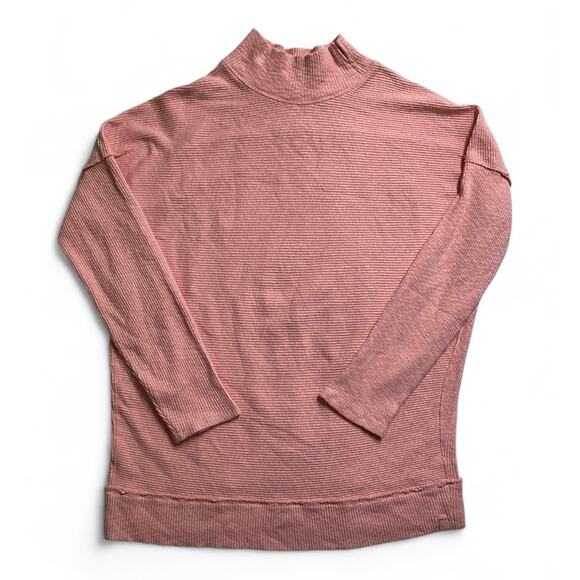 We the free pink, ribbed knit, long-sleeved pullover, mock neck size M - Picture 1 of 6
